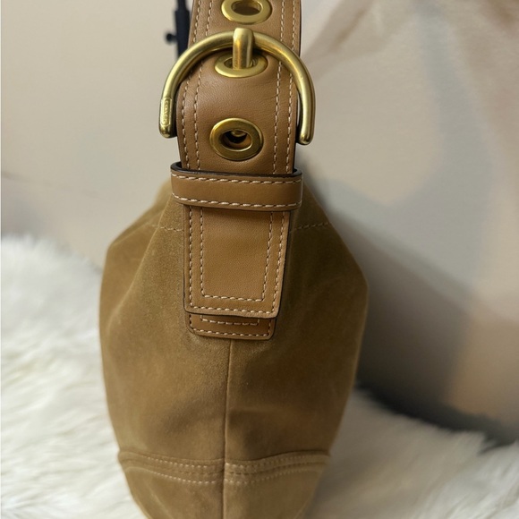 Vintage COACH Soho Hobo Suede Leather Shoulder Tan Suede 8A16 - Picture 8 of 12